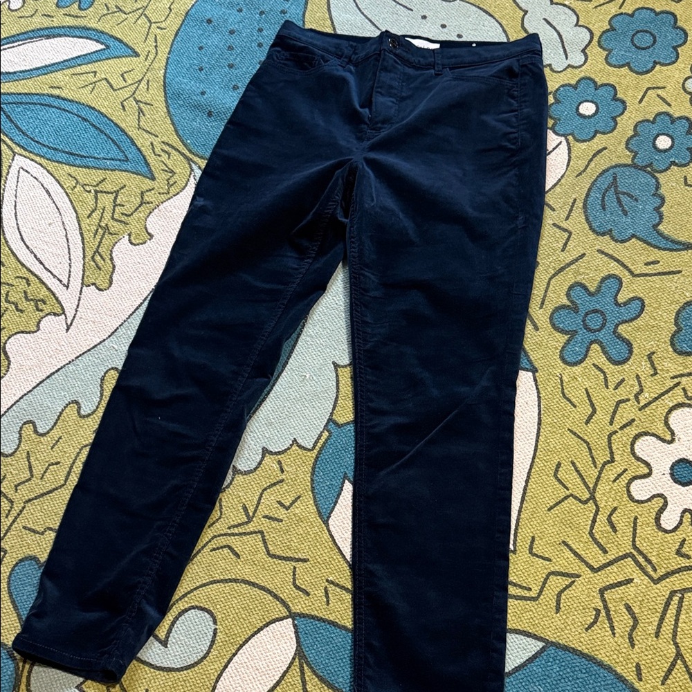 LOFT Dark Blue Velour Corduroy Trousers